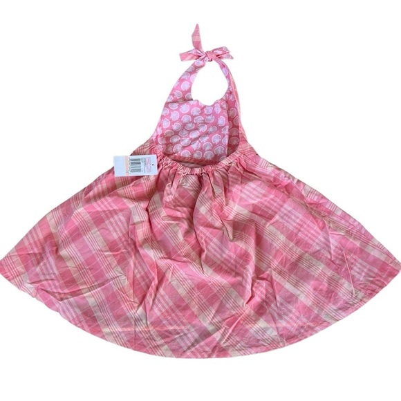 Vineyard Vines Menemaha Halter Dress Madras Hibiscus Pink Size 2T NWT Preppy - Picture 3 of 10